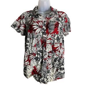 Croft And Barrow Men's Red Hawaiian Button Up Shirt Size Medium
